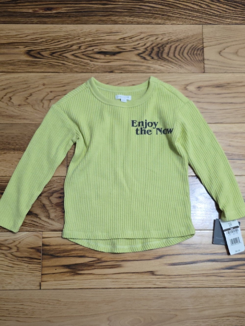 Grayson Mini Thermal Long-Sleeve Tee - Lime Green "Enjoy the Now"